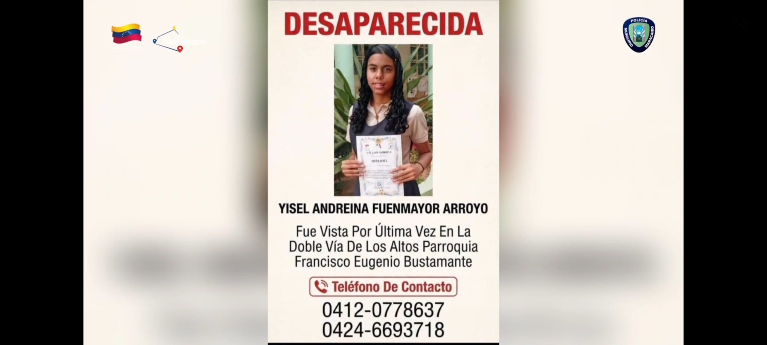 Polimaracaibo localizó a una adolescente reportada como desaparecida, tras un despliegue operativo